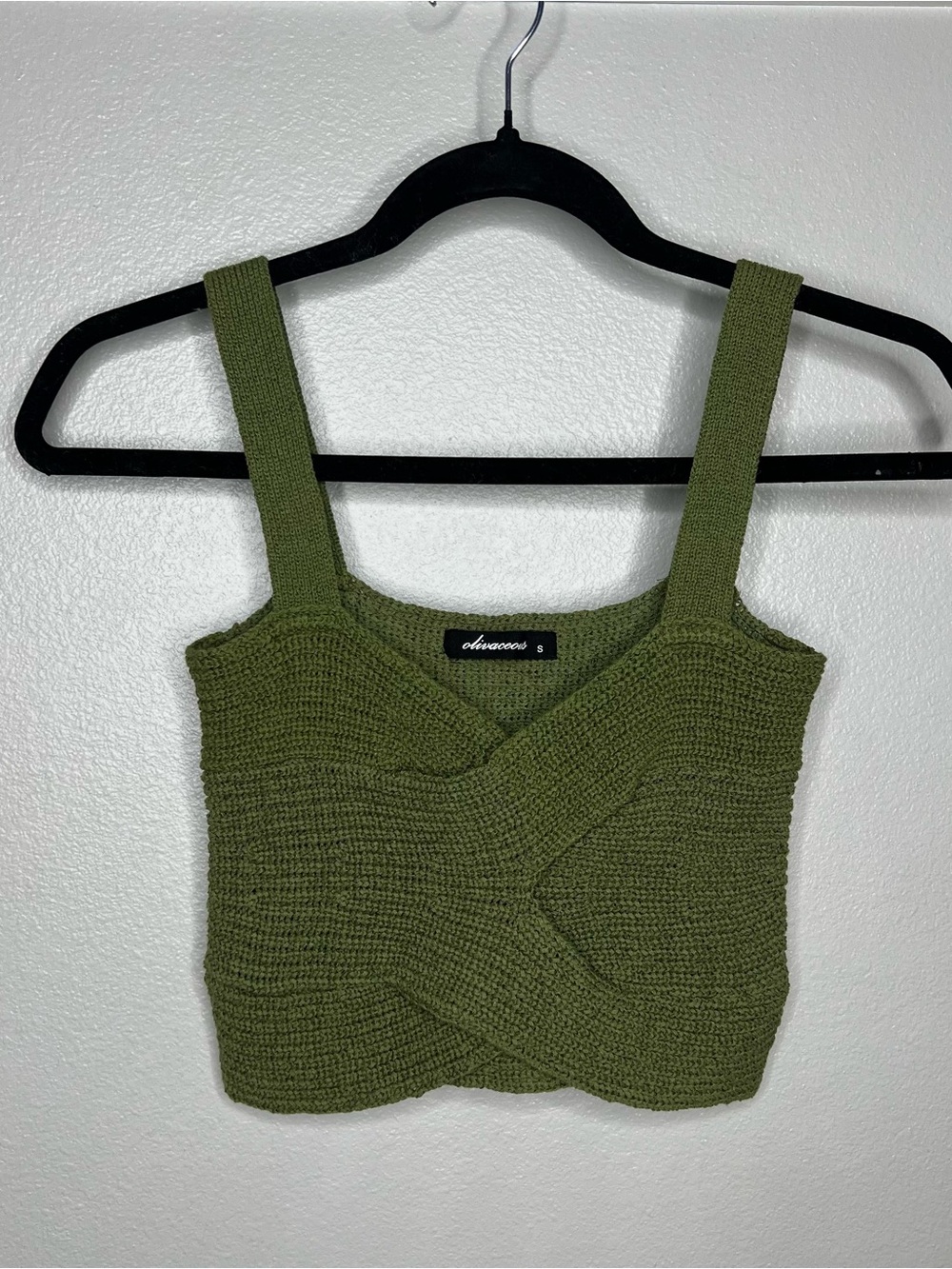 Olivaceous Green  Boho Chic Beach Crop Top Knit Crotchet - Small